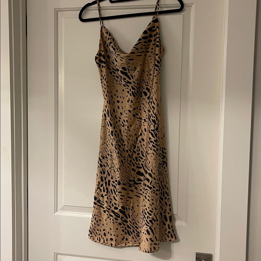 Audrey 3+1 Tan Leopard Print Midi Dress